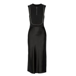 Vintage Alexander Wang Satin Tuxedo Bib Studded Dress